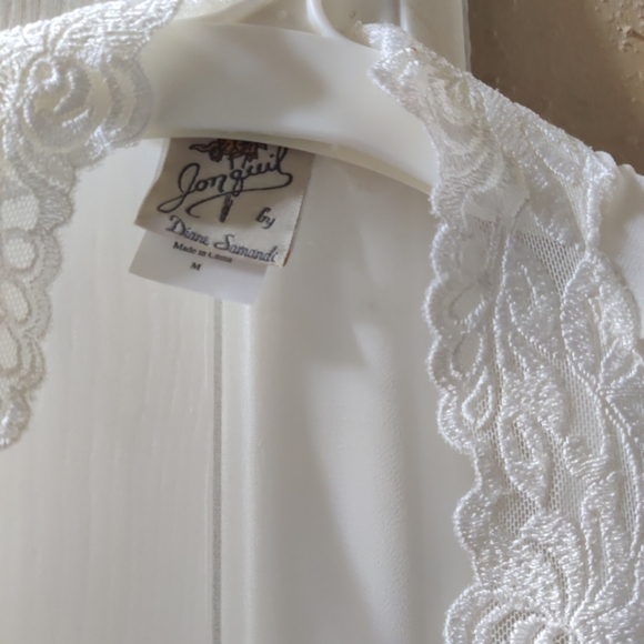 Vintage Jonquil by Diane Samandi Romantic Lace Embroidered Robe M